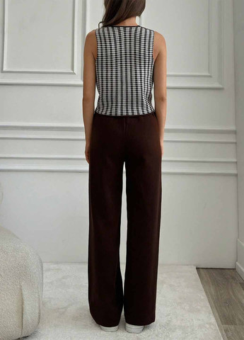 Темно-коричневий демісезонний комплект (жилет, штани) SHEIN