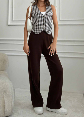 Темно-коричневий демісезонний комплект (жилет, штани) SHEIN