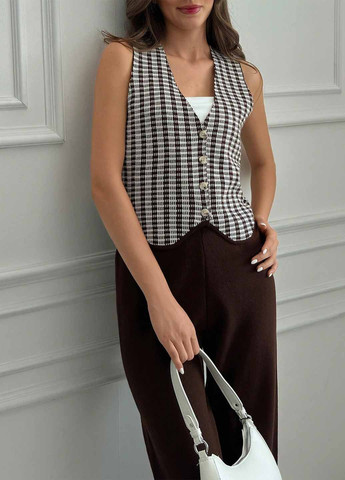 Темно-коричневий демісезонний комплект (жилет, штани) SHEIN