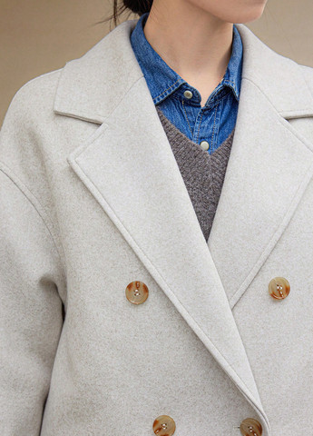 Бежеве демісезонне Пальто двобортне SHEIN