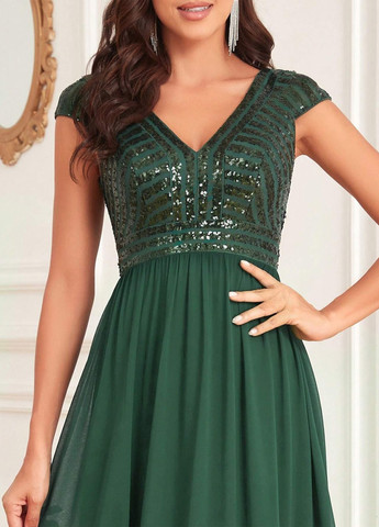 Зеленое вечернее платье SHEIN однотонное