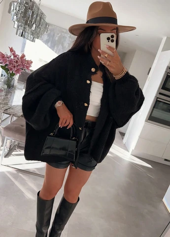 Черный демисезонный кардиган SHEIN