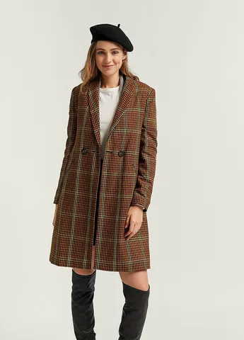 Коричневое демисезонное Пальто однобортное Stradivarius