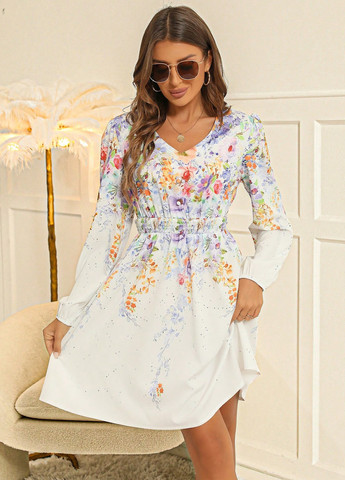 Молочна кежуал сукня кльош SHEIN з квітковим принтом