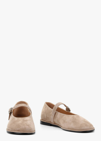 Женские балетки Le'BERDES | бежевые однотонные без декора натуральная замша (322088033)