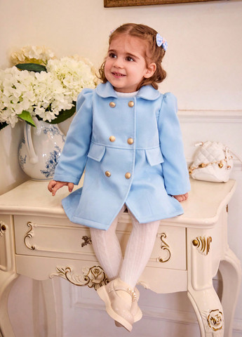 Блакитне демісезонне Пальто двобортне SHEIN