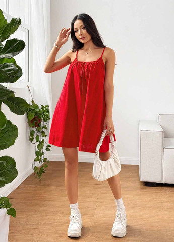 Красное кэжуал платье а-силуэт SHEIN однотонное