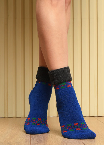 Шкарпетки жіночі махрові синього кольору з візерунком розмір 36-41 Let's Shop (256548048)