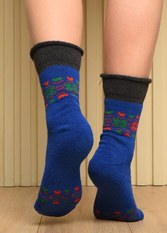 Шкарпетки жіночі махрові синього кольору з візерунком розмір 36-41 Let's Shop (256548048)
