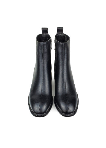Черные демисезонная ботильоны женские стильные кожаные на каблуке черные Brocoli