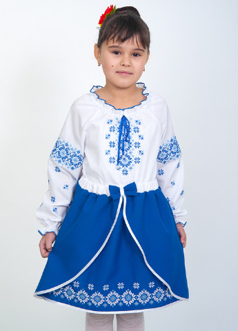 Синяя с орнаментом юбка Vyshyvanka мини