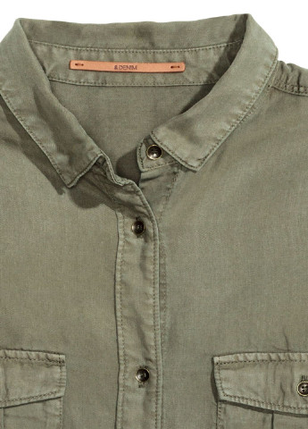 Туника для беременных H&M однотонная хаки джинсовая лиоцелл