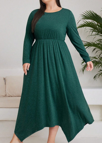 Зелена кежуал сукня кльош SHEIN меланжева