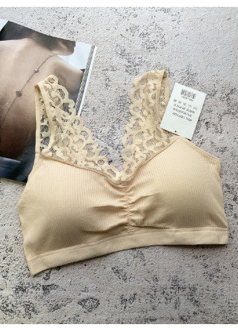 Бежевий топік мереживний на великі груди Blue Rose (254643145)