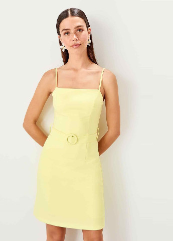 Світло-жовтий кежуал сукня футляр Trendyol однотонна