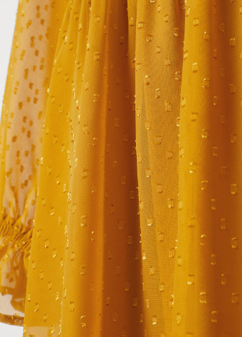 Желтое кэжуал платье на запах H&M в горошек