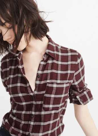 Коричневая кэжуал рубашка в клетку Abercrombie & Fitch