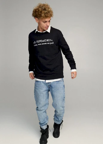Чорний свитшот мужской oversize /no flis/ YAPPI малюнок (254557403)
