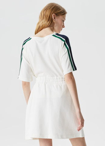 Белая кэжуал, спортивная с надписью юбка Lacoste а-силуэта (трапеция)