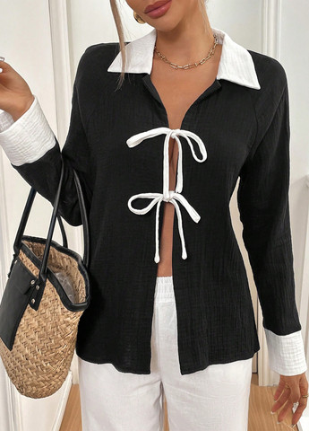 Чорно-біла блуза SHEIN