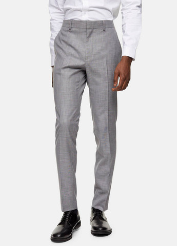 Светло-серые классические, кэжуал демисезонные классические брюки Topman