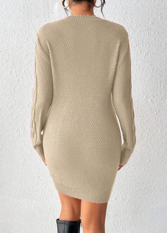 Кремовое кэжуал платье платье-свитер SHEIN однотонное