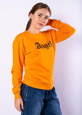 Свитшот Time of Style - Свободный крой надпись оранжевый кэжуал, спортивный хлопок, трикотаж - (277813214)