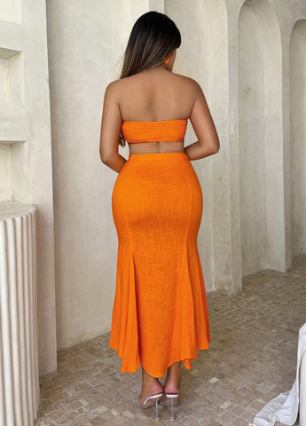 Оранжевая кэжуал однотонная юбка SHEIN