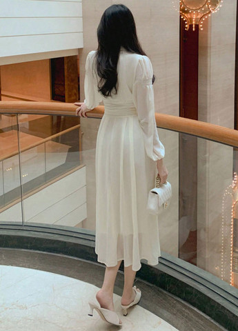 Кремова святковий, вечірня сукня кльош SHEIN однотонна