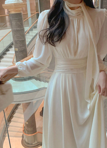 Кремова святковий, вечірня сукня кльош SHEIN однотонна