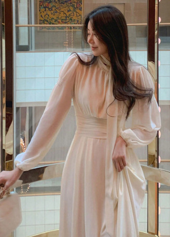 Кремова святковий, вечірня сукня кльош SHEIN однотонна