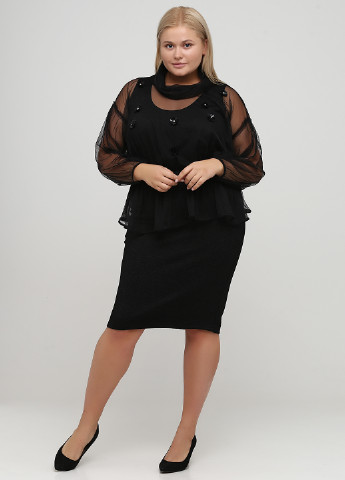 Черный демисезонный комплект (платье, блуза) Biljana