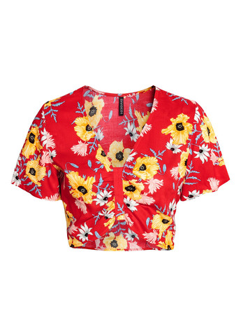 Красная блуза вкорочена весняно-літня H&M