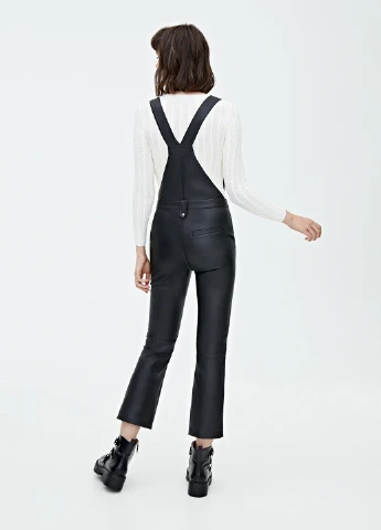 Комбинезон Pull & Bear комбинезон-брюки однотонный чёрный кэжуал искусственная кожа