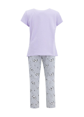 Сиреневая всесезон пижама футболка + брюки DeFacto
