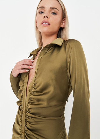 Оливкова кежуал сукня сукня-сорочка Missguided однотонна