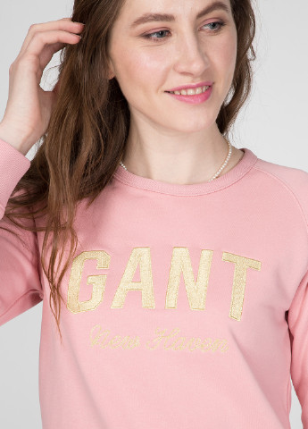 Свитшот Gant - Прямой крой надпись светло-розовый кэжуал хлопок, трикотаж - (191718455)