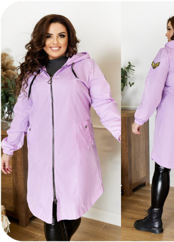 Темно-фіолетова женская куртка-плащ из плащевки лилового цвета р.60/62 356529 New Trend