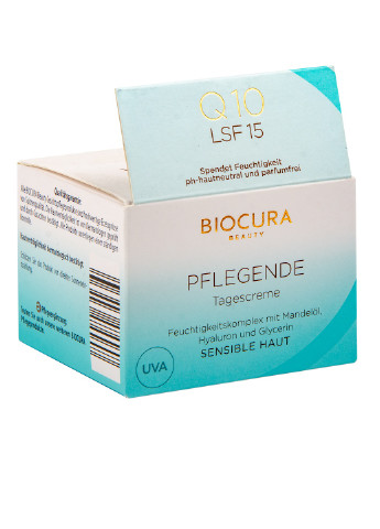 Крем для чутливої шкіри обличчя антивіковий Q10 PFLEGENDE SPF15 50 мл Biocura (254982301)