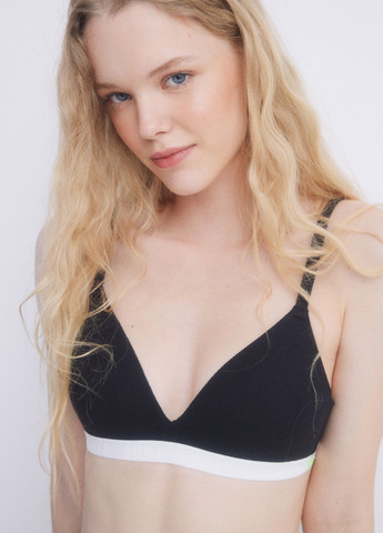 Чёрный триэнджел бюстгальтер Hi&Bye без косточек хлопок