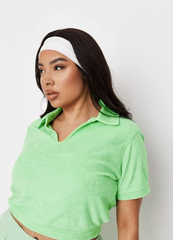 Зеленая женская футболка-поло Missguided однотонная