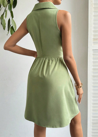 Светло-зеленое кэжуал платье рубашка SHEIN однотонное