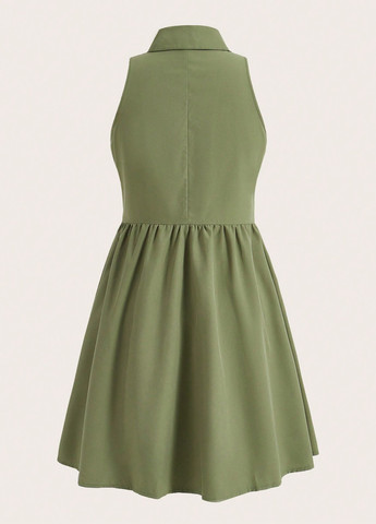 Светло-зеленое кэжуал платье рубашка SHEIN однотонное