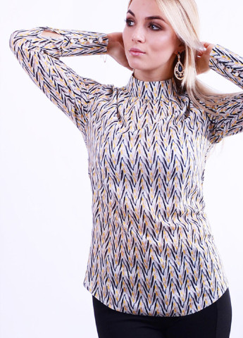Комбинированная демисезонная блуза с воротником-стойкой в58 Luxik