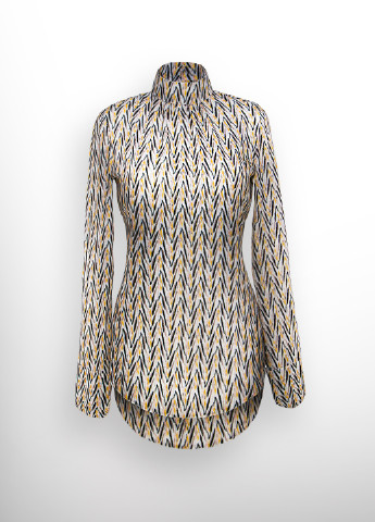 Комбінована демісезонна блуза с комірцем-стійкою в58 Luxik