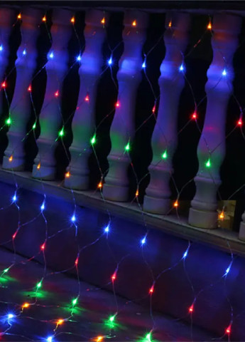 Новорічна святкова гірлянда сітка 120 Led прозорий провід 1,5х1,2 м (473547-Prob) Різнокольорова Unbranded (255243144)