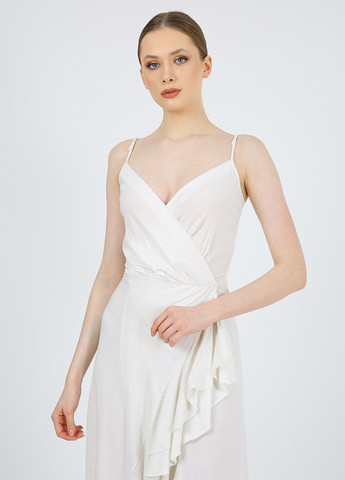 Светло-серое кэжуал платье на запах Casalini однотонное