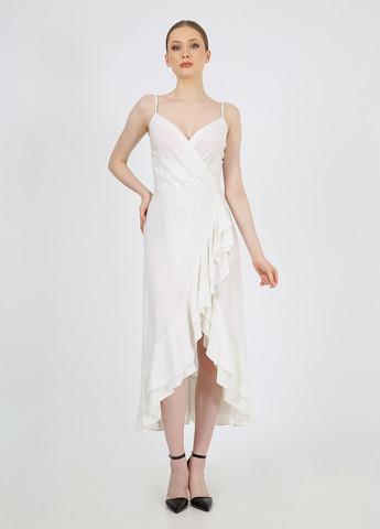 Светло-серое кэжуал платье на запах Casalini однотонное