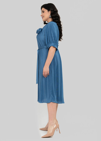 Светло-синее кэжуал платье клеш, плиссированное A'll Posa однотонное