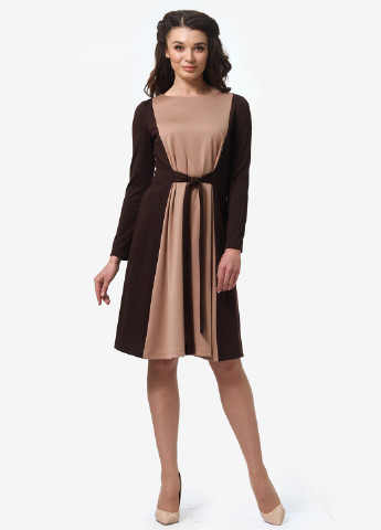 Темно-коричневое кэжуал платье клеш Anette однотонное